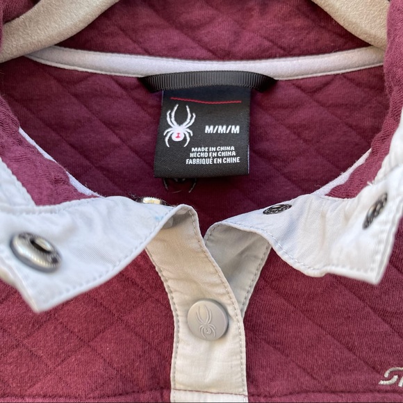 Spyder quilted pullover sweatshirt medium purple grey buttons - Picture 3 of 5